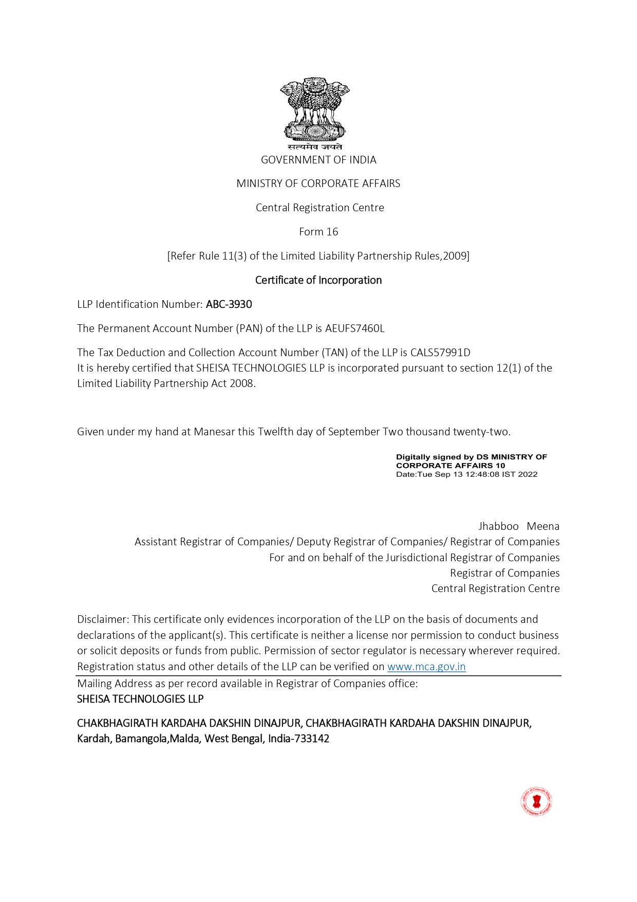 ISO Certificate